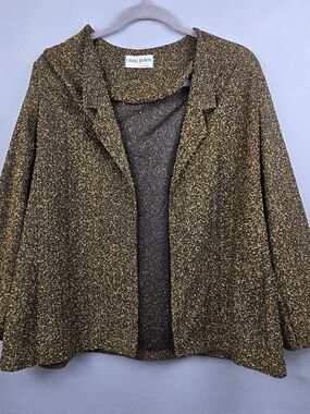 Craig Byron Vintage Gold Black Shimmer Open Cardigan Blazer